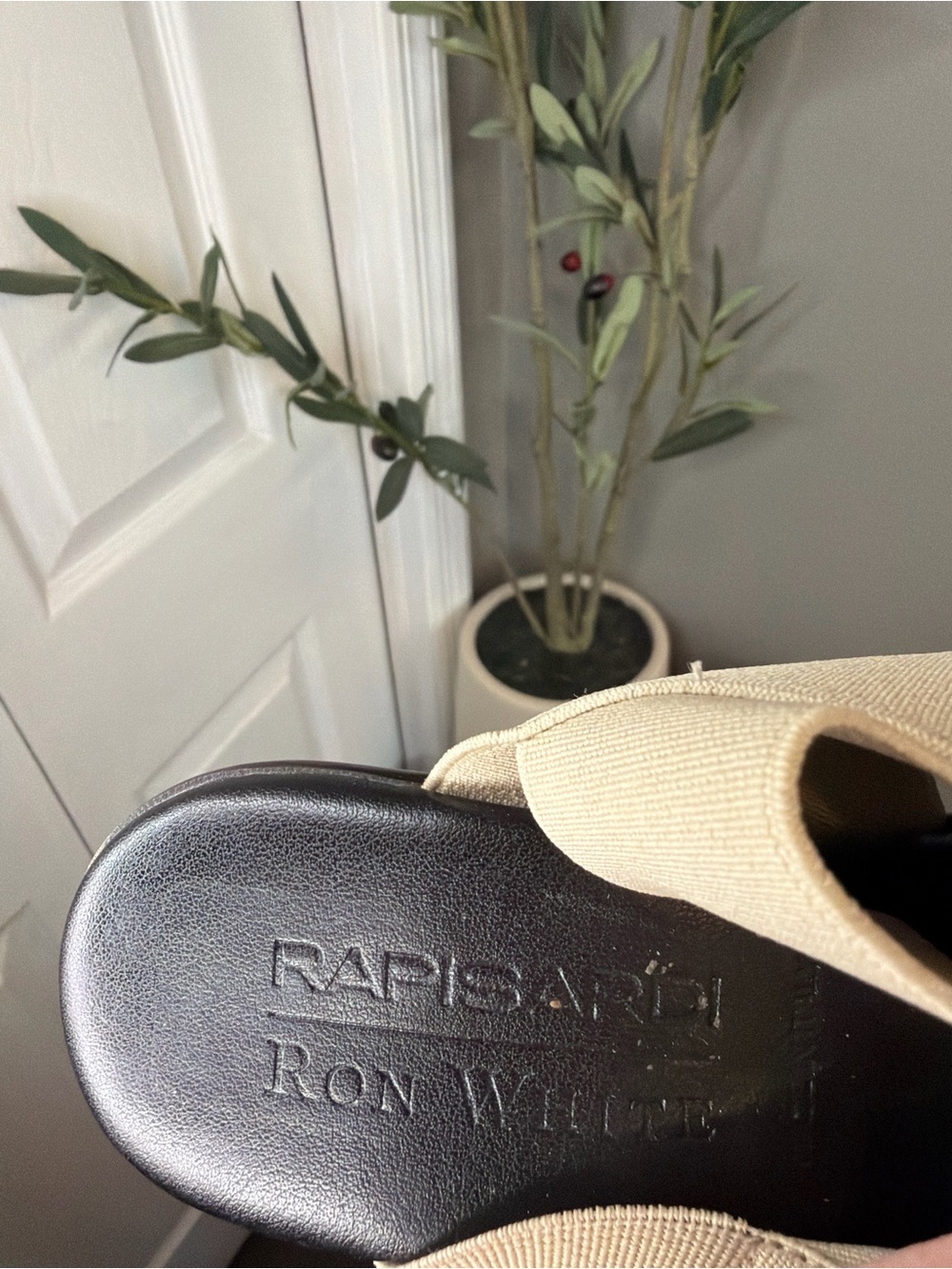 Rapisardi Ron White Made In Italy Beige Stretch Block Heel Sandals EU 37 - Picture 6 of 9